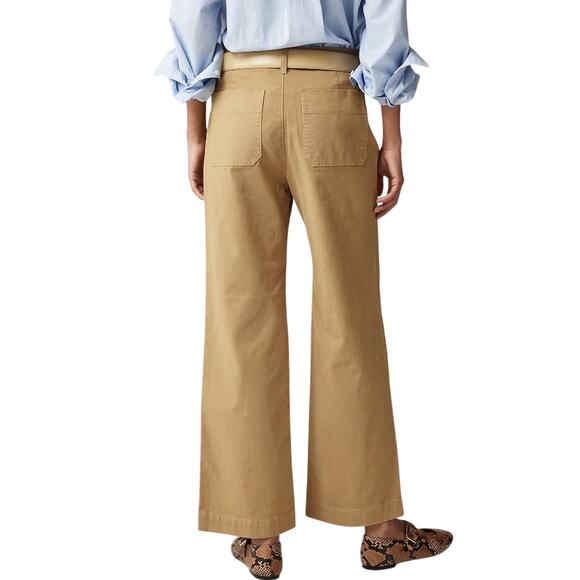 J. Crew Sailor Slim Wide Leg Chino Pants Honey Brown Cropped Academia Workwear - Picture 2 of 10